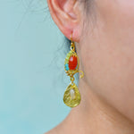 ต่างหูลวดทองเหลืองทำมือดีไซน์ไม่ซ้ำใครพร้อมหินธรรมชาติ #3