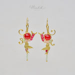 ต่างหูลวดทองเหลืองทำมือดีไซน์เก๋ไก๋พร้อมหินธรรมชาติ #7