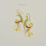 ต่างหูลวดทองเหลืองทำมือดีไซน์ไม่ซ้ำใครพร้อมหินธรรมชาติ #2