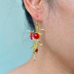 ต่างหูลวดทองเหลืองทำมือดีไซน์เก๋ไก๋พร้อมหินธรรมชาติ #7