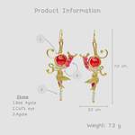 ต่างหูลวดทองเหลืองทำมือดีไซน์เก๋ไก๋พร้อมหินธรรมชาติ #7