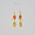 ต่างหูลวดทองเหลืองทำมือดีไซน์ไม่ซ้ำใครพร้อมหินธรรมชาติ #3