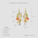 ต่างหูลวดทองเหลืองทำมือดีไซน์ไม่ซ้ำใครพร้อมหินธรรมชาติ #8