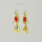 ต่างหูลวดทองเหลืองทำมือดีไซน์ไม่ซ้ำใครพร้อมหินธรรมชาติ #3