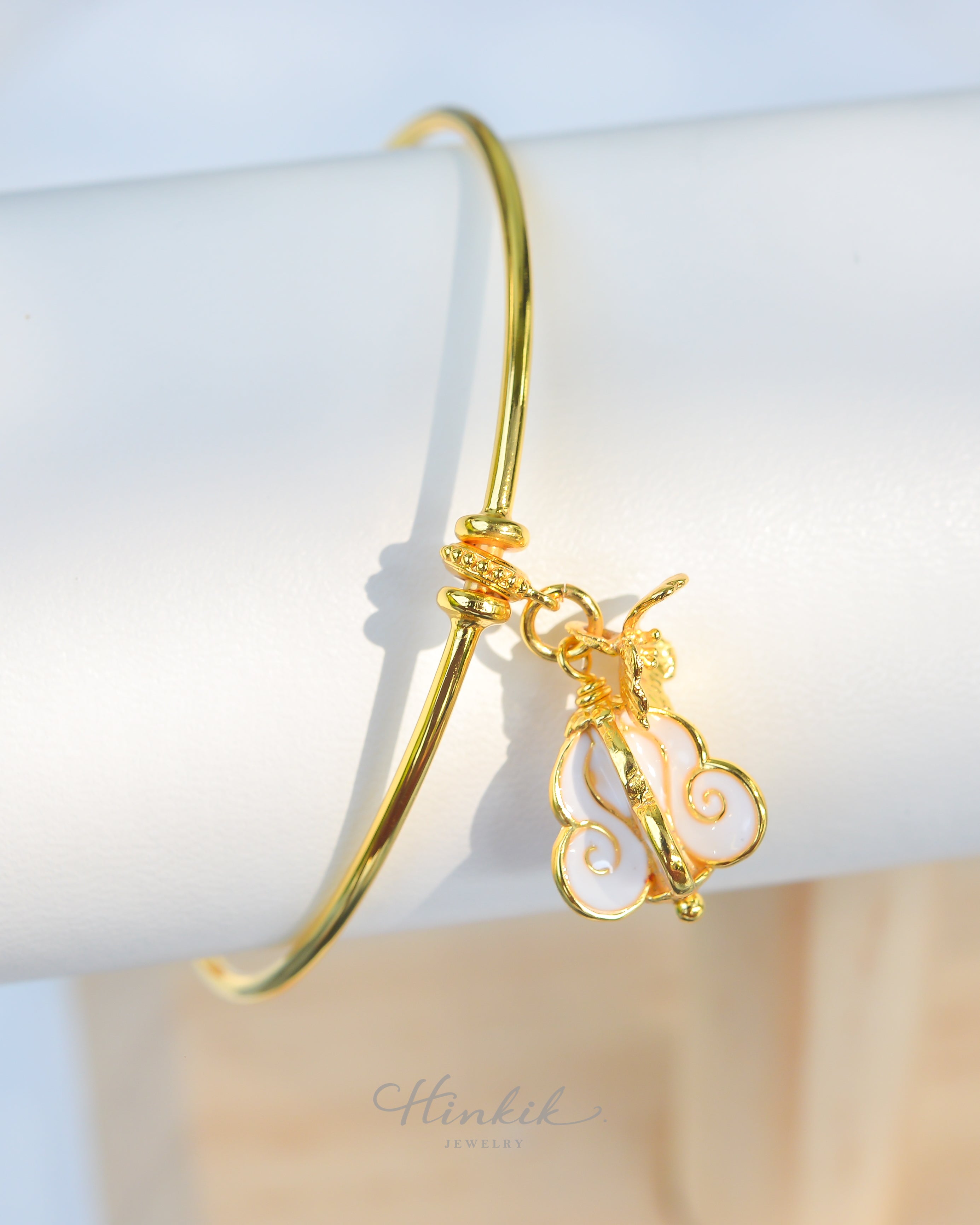 Ruk Flower Bangle Bracelet - 18K Gold-Plated – Hinkik Jewelry