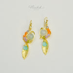 ต่างหูลวดทองเหลืองทำมือดีไซน์ไม่ซ้ำใครพร้อมหินธรรมชาติ #6