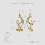 ต่างหูลวดทองเหลืองทำมือดีไซน์ไม่ซ้ำใครพร้อมหินธรรมชาติ #2