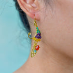 ต่างหูลวดทองเหลืองทำมือดีไซน์ไม่ซ้ำใครพร้อมหินธรรมชาติ #5