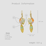 ต่างหูลวดทองเหลืองทำมือดีไซน์ไม่ซ้ำใครพร้อมหินธรรมชาติ #6