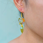 ต่างหูลวดทองเหลืองทำมือดีไซน์ไม่ซ้ำใครพร้อมหินธรรมชาติ #6