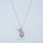 Pikul Flower Necklace with Amethyst | Sterling Silver 925 | Thai Floral Pendant by Hinkik Jewelry