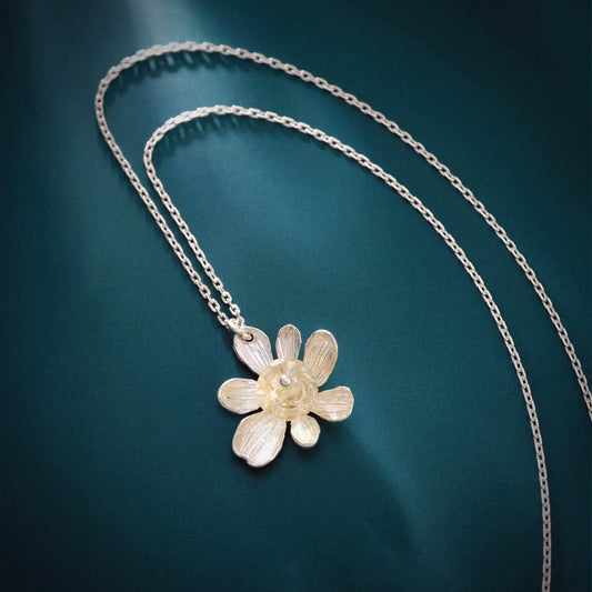 Sterling Silver 925 Necklace with Wild Orchid Pendant & Citrine Gemstone