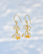 Jasmine Flower Dangle Earrings with Genuine Pearls