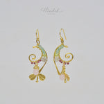 ต่างหูลวดทองเหลืองทำมือดีไซน์ไม่ซ้ำใครพร้อมหินธรรมชาติ #2