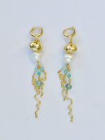 ต่างหูแมงกะพรุน ประดับไข่มุกแท้และหินฟลูออไรต์