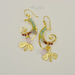 ต่างหูลวดทองเหลืองทำมือดีไซน์ไม่ซ้ำใครพร้อมหินธรรมชาติ #2