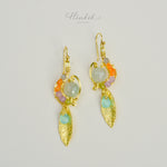 ต่างหูลวดทองเหลืองทำมือดีไซน์ไม่ซ้ำใครพร้อมหินธรรมชาติ #6