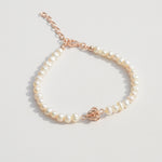 Ruk Flower Charm Bracelet with Genuine Freshwater Pearls | Sterling Silver or Rose Gold-Plated