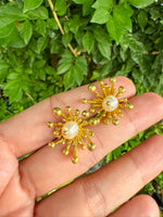 Anemone Earrings with Real Pearls