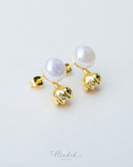 Jasmine Bloom Freshwater Pearl Stud Earrings | 10mm Premium Pearl | 18K Gold Color Finish