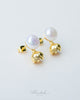 Jasmine Bloom Freshwater Pearl Stud Earrings | 10mm Premium Pearl | 18K Gold Color Finish