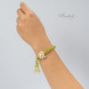 Orange Jasmine Flower Bracelet with Peridot and Pearl Tassels - Handmade by Hinkik Jewelry