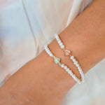 Ruk Flower Charm Bracelet with Genuine Freshwater Pearls | Sterling Silver or Rose Gold-Plated