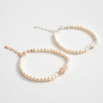 Ruk Flower Charm Bracelet with Genuine Freshwater Pearls | Sterling Silver or Rose Gold-Plated