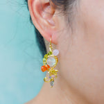 ต่างหูลวดทองเหลืองทำมือดีไซน์ไม่ซ้ำใครพร้อมหินธรรมชาติ #8