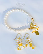 Jasmine Flower Dangle Earrings with Genuine Pearls