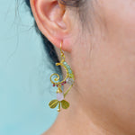 ต่างหูลวดทองเหลืองทำมือดีไซน์ไม่ซ้ำใครพร้อมหินธรรมชาติ #2