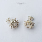 Blooming Lotus Stud Earrings – Sterling Silver with Moonstone / Aquamarine