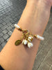 Freshwater Pearl Bracelet with White Enamel Jasmine Flowers