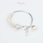 สร้อยข้อมือเงินดอกมะลิ มุกครึ่งวงกลม สไตล์ไทย พวงมาลัยดอกไม้ เงินแท้ 925