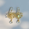 Coral (Sea Fan) Earrings with Labradorite and Clear Quartz