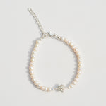 Ruk Flower Charm Bracelet with Genuine Freshwater Pearls | Sterling Silver or Rose Gold-Plated