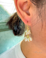 Jasmine Flower Dangle Earrings with Genuine Pearls