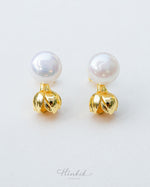 Jasmine Bloom Freshwater Pearl Stud Earrings | 10mm Premium Pearl | 18K Gold Color Finish