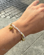 Pikul Flower Bracelet | Moonstone & White Topaz Bracelet (Bullet Wood Flower)