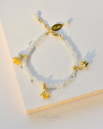 Pikul Flower Bracelet | Moonstone & White Topaz Bracelet (Bullet Wood Flower)