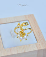 Jasmine Flower Ring with Pearl and Genuine Stones
