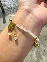 Pikul Flower Bracelet | Moonstone & White Topaz Bracelet (Bullet Wood Flower)