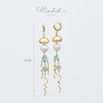 ต่างหูแมงกะพรุน ประดับไข่มุกแท้และหินฟลูออไรต์