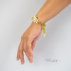 Orange Jasmine Flower Bracelet with Peridot and Pearl Tassels - Handmade by Hinkik Jewelry