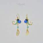 ต่างหูลวดทองเหลืองทำมือดีไซน์ไม่ซ้ำใครพร้อมหินธรรมชาติ #4