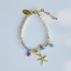 Starfish Bracelet with Real Pearls and Natural Stones