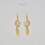 ต่างหูลวดทองเหลืองทำมือดีไซน์ไม่ซ้ำใครพร้อมหินธรรมชาติ #6