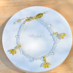 Pikul Flower Bracelet | Moonstone & White Topaz Bracelet (Bullet Wood Flower)