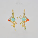 ต่างหูลวดทองเหลืองทำมือดีไซน์ไม่ซ้ำใครพร้อมหินธรรมชาติ #1