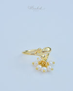 Jasmine Flower Ring with Pearl and Genuine Stones